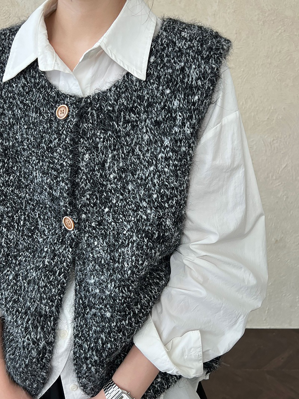 簡約針織羊毛背心外套