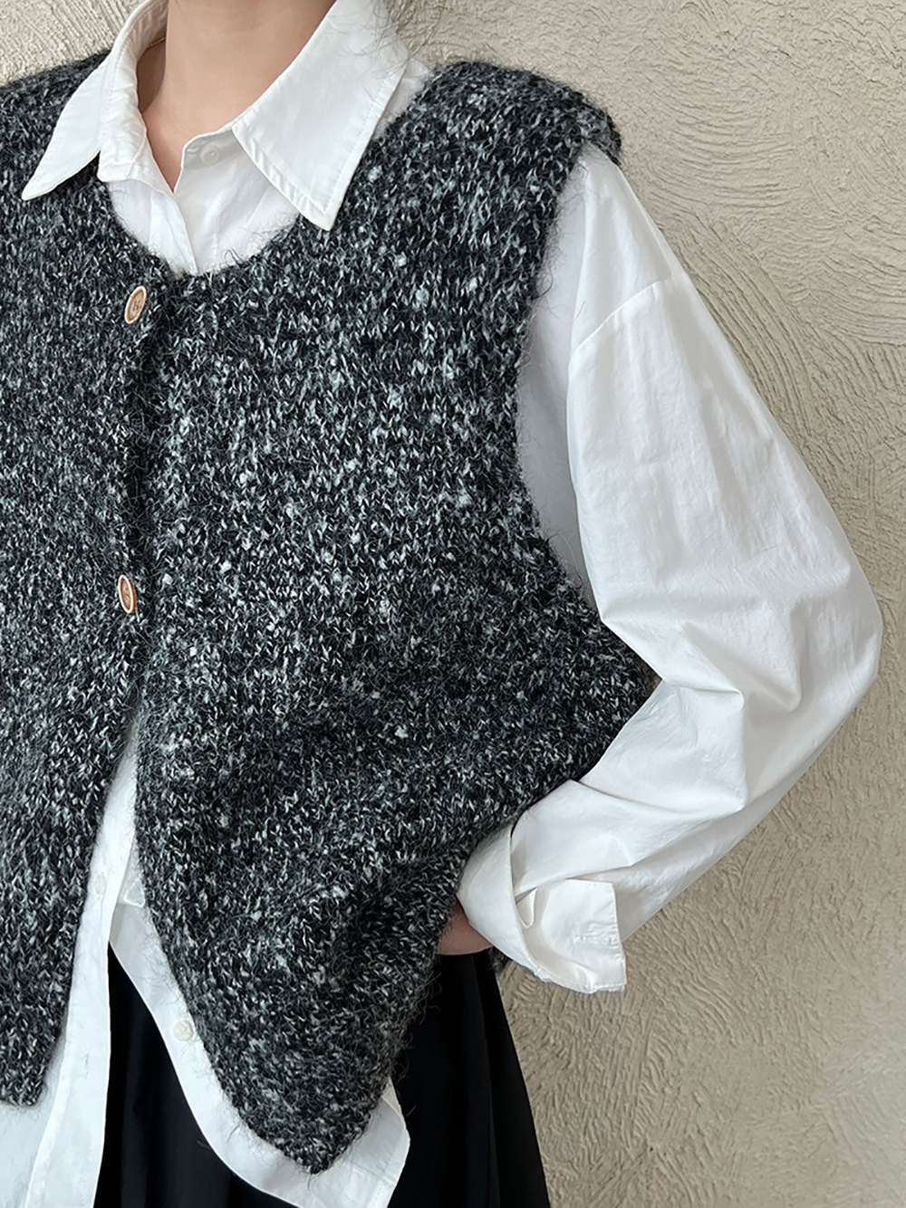 簡約針織羊毛背心外套