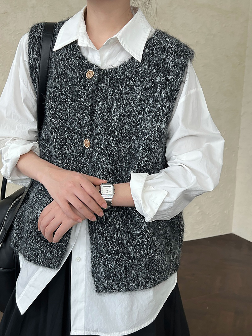 簡約針織羊毛背心外套
