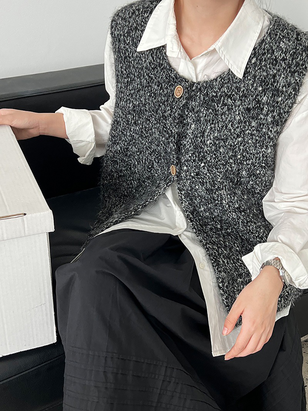 簡約針織羊毛背心外套