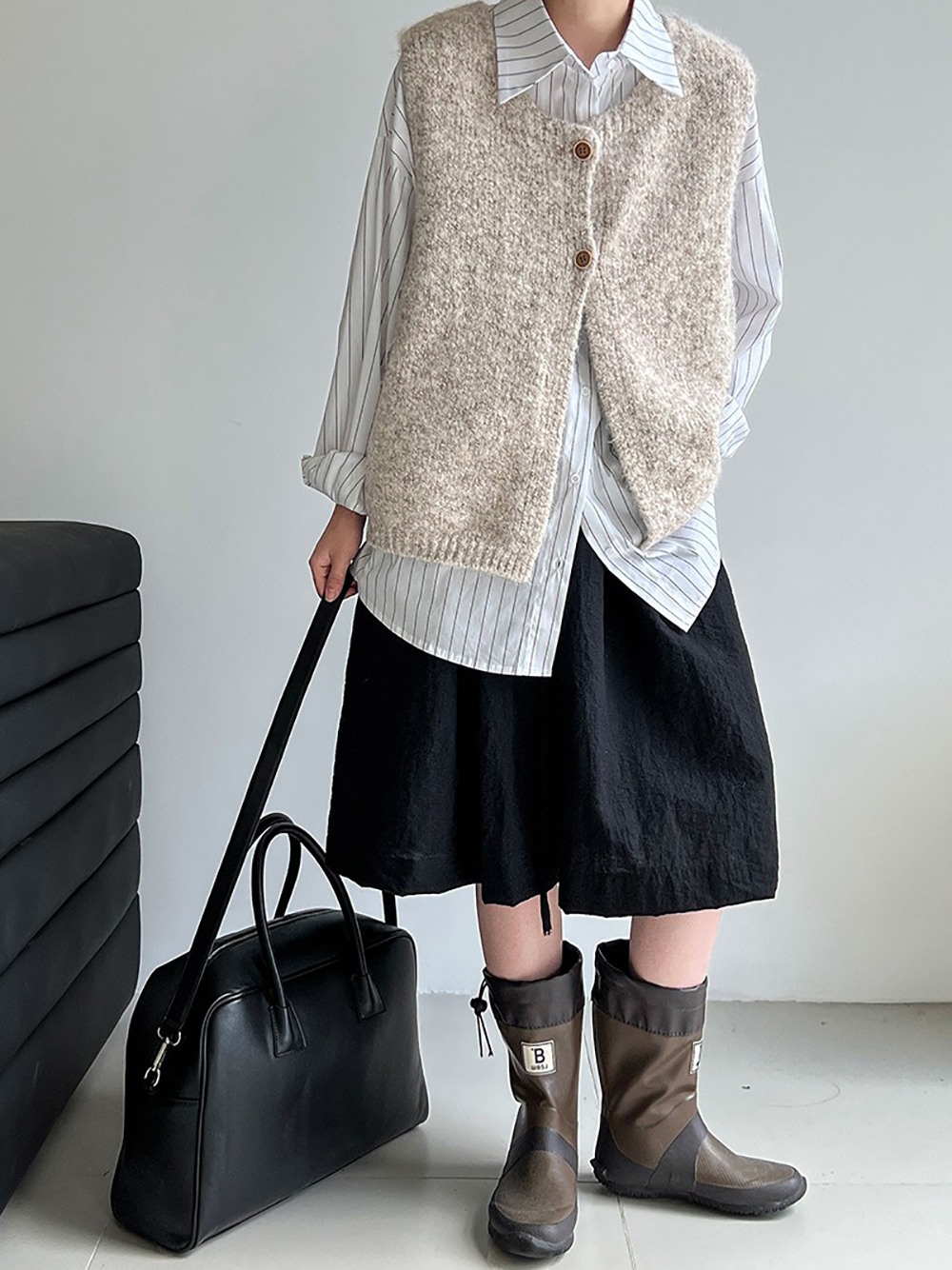 簡約針織羊毛背心外套