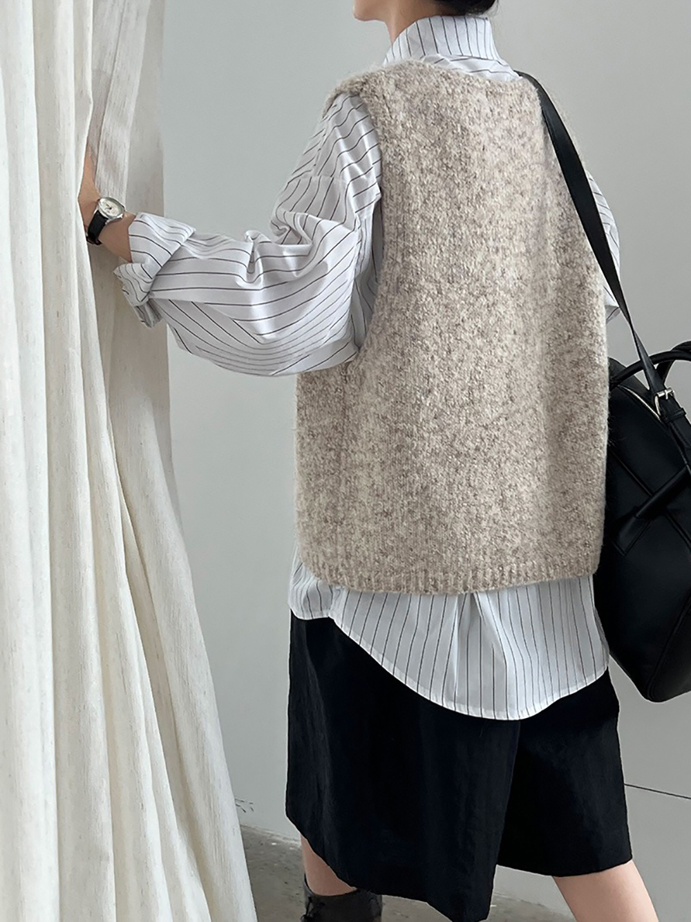 簡約針織羊毛背心外套
