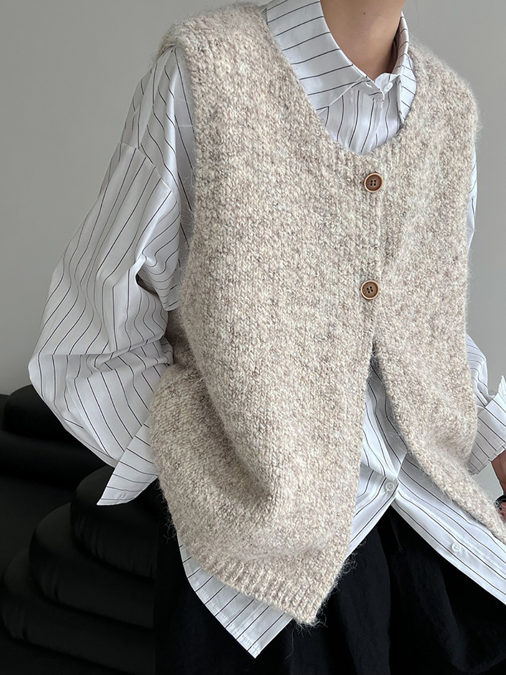 簡約針織羊毛背心外套