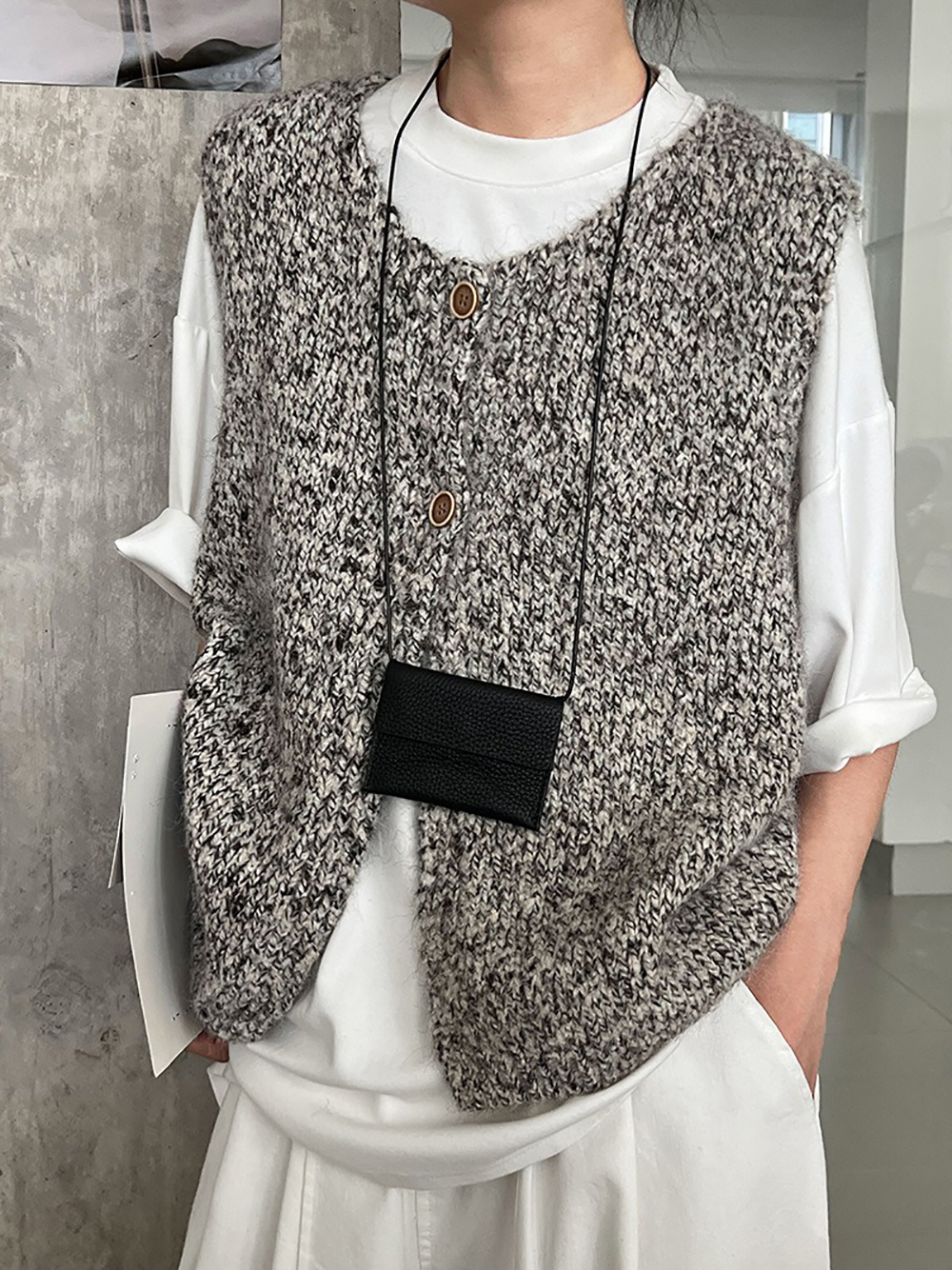 簡約針織羊毛背心外套