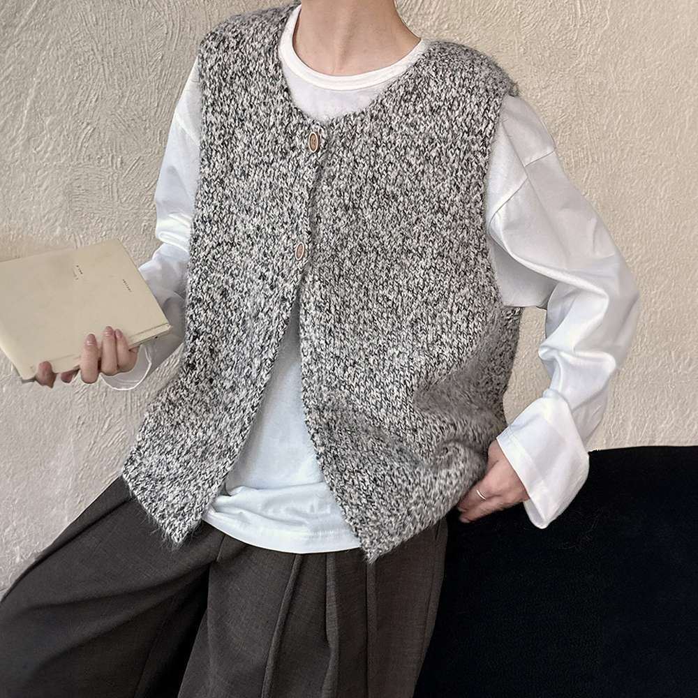 簡約針織羊毛背心外套