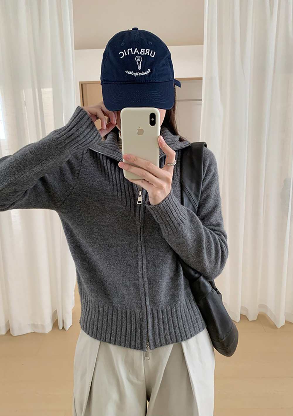個性雙拉鍊翻領毛衣