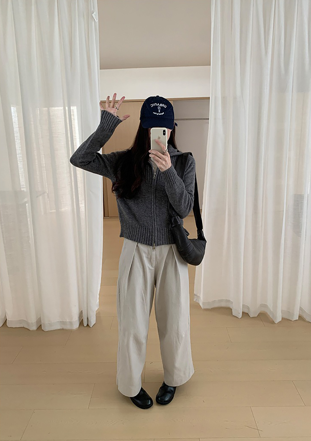 個性雙拉鍊翻領毛衣