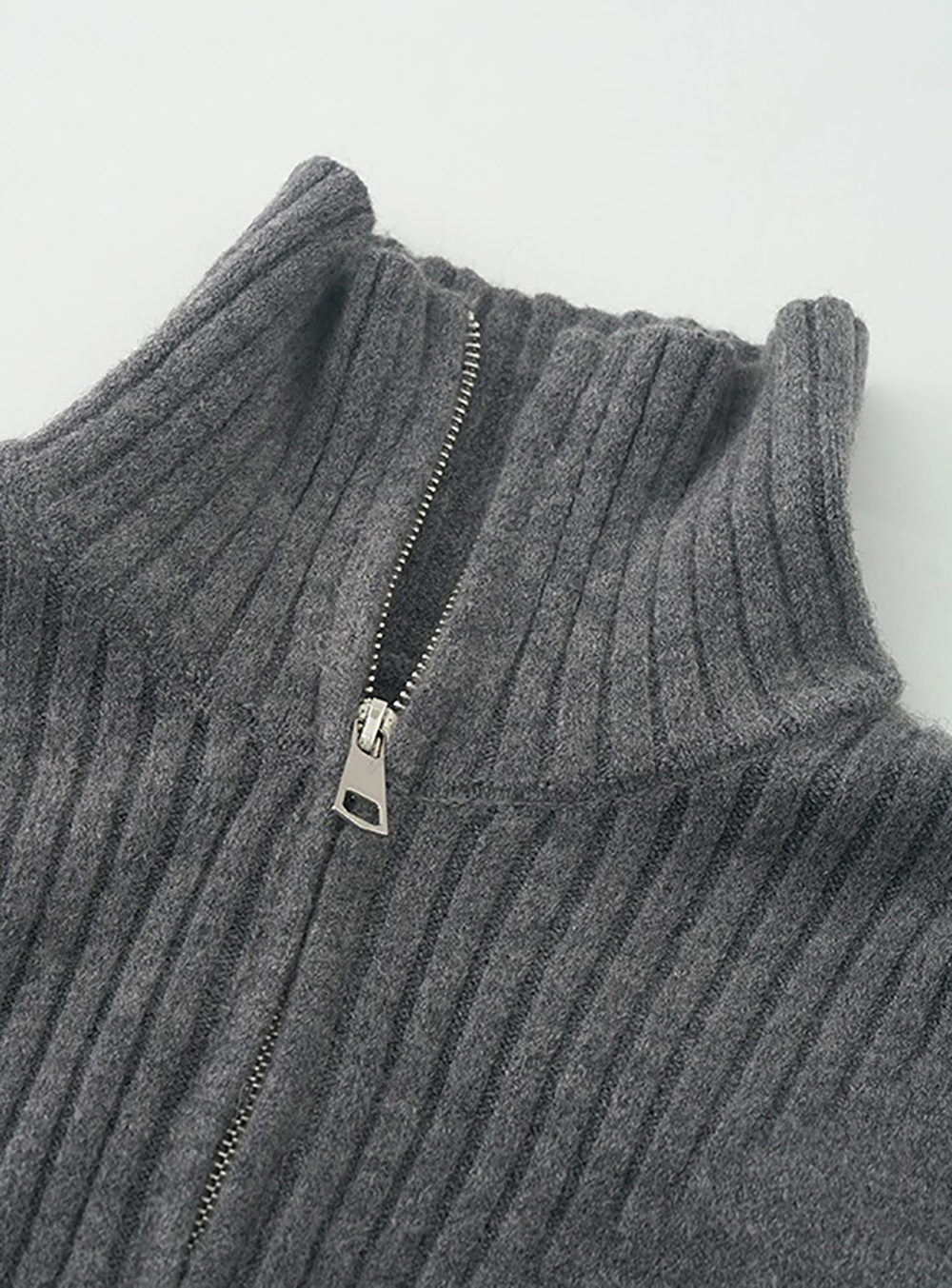 個性雙拉鍊翻領毛衣