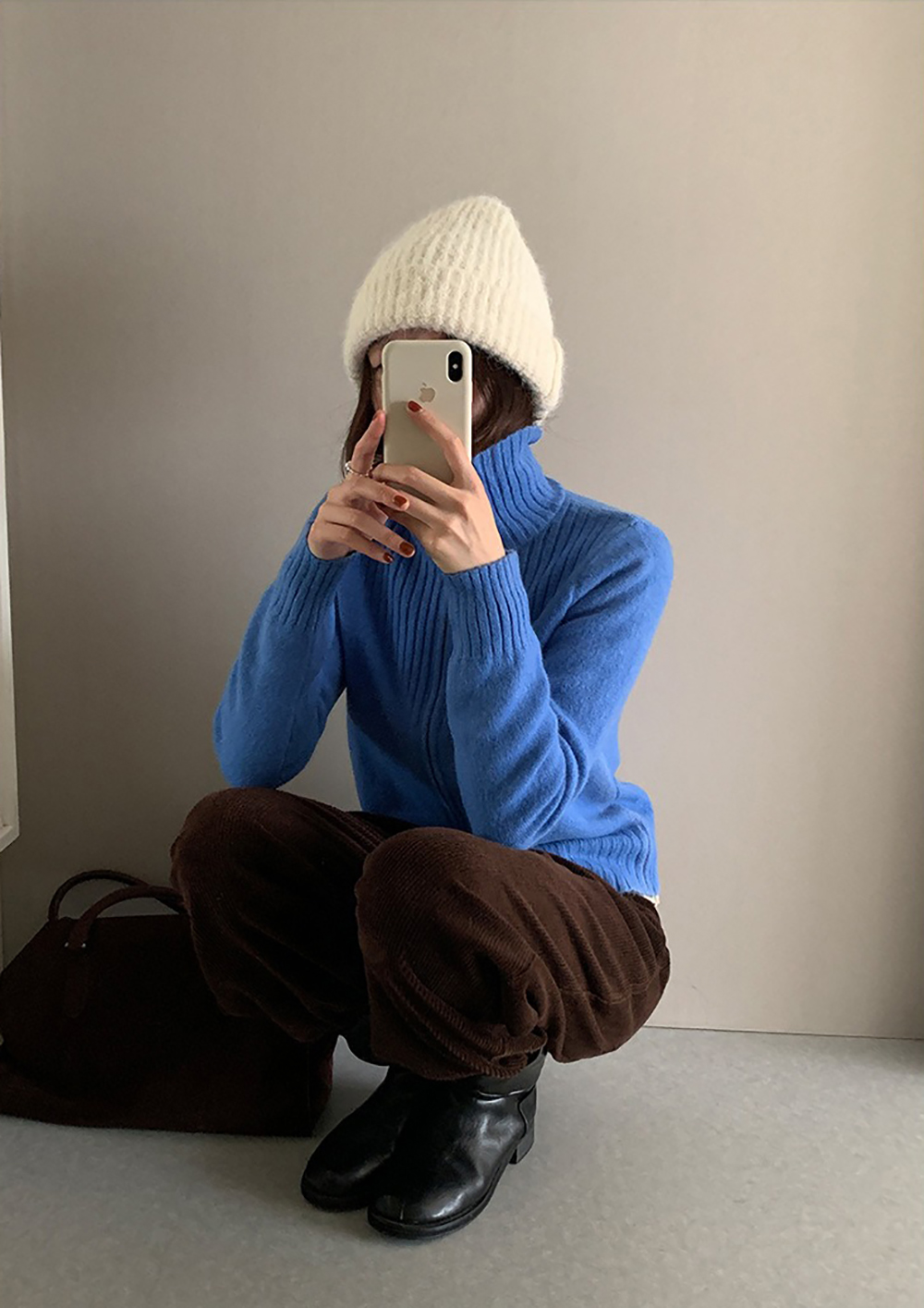 個性雙拉鍊翻領毛衣