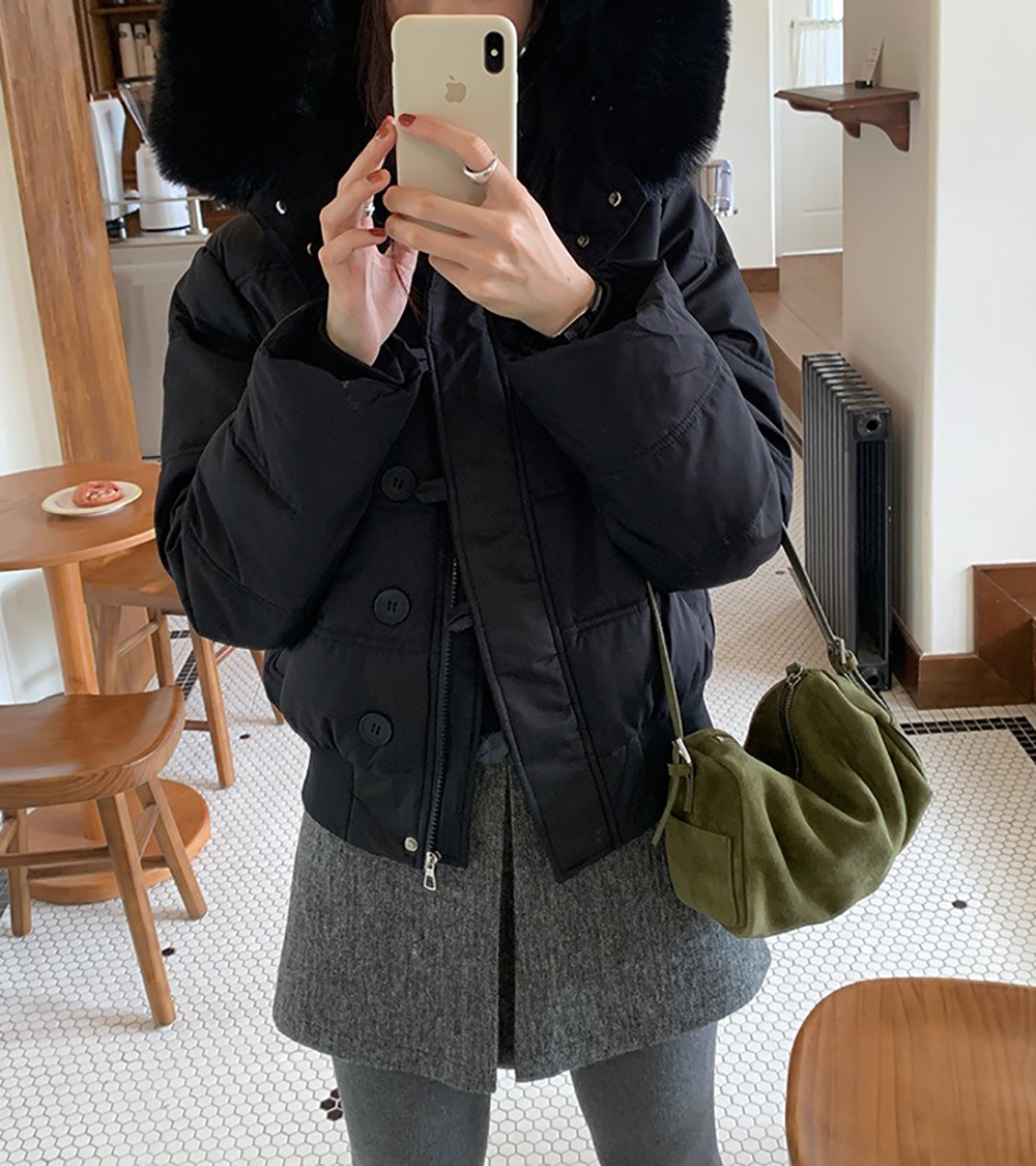 可拆式毛領連帽外套