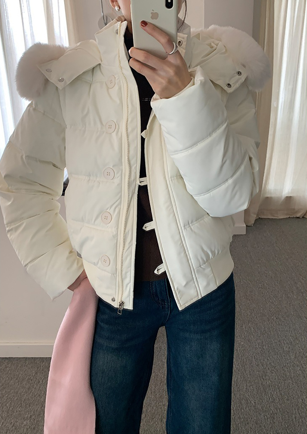 可拆式毛領連帽外套