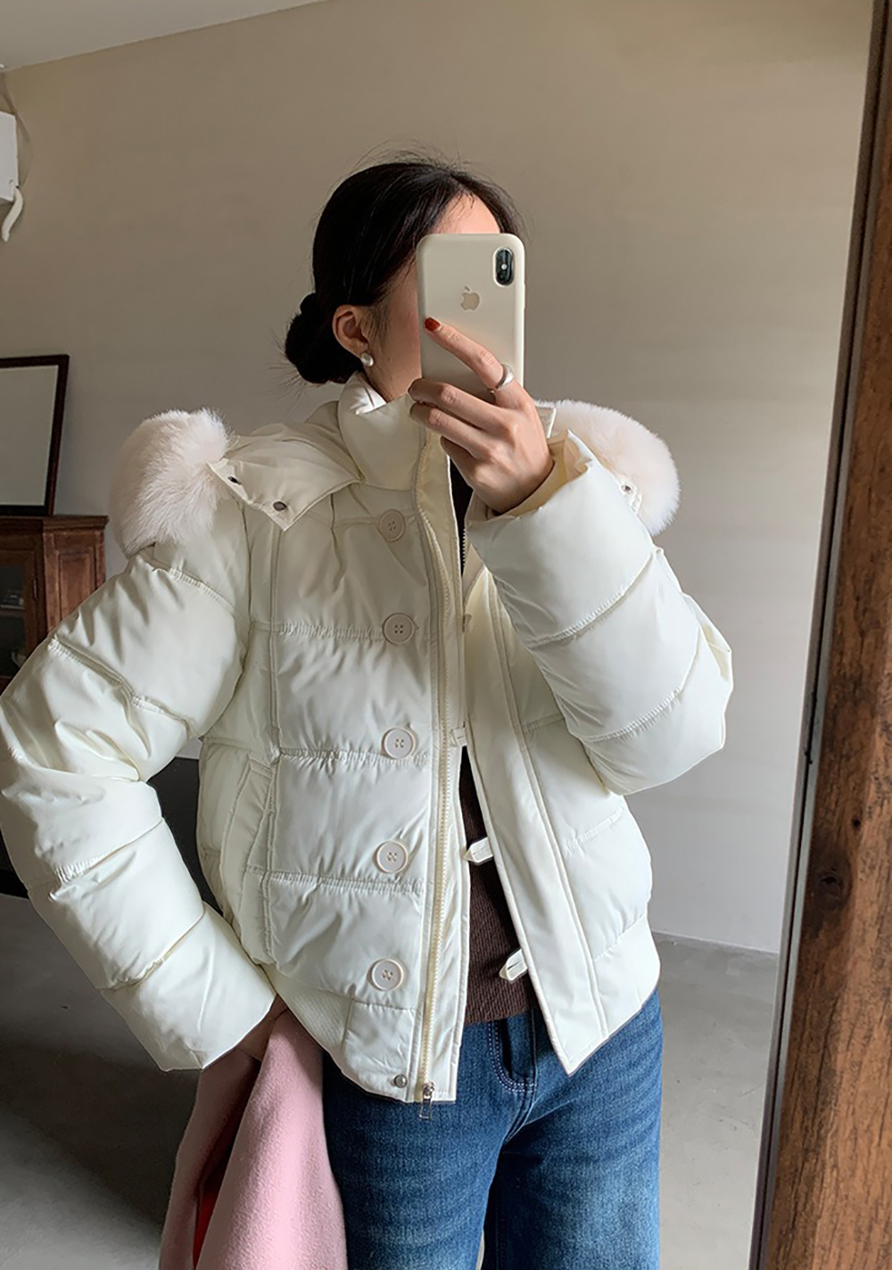 可拆式毛領連帽外套