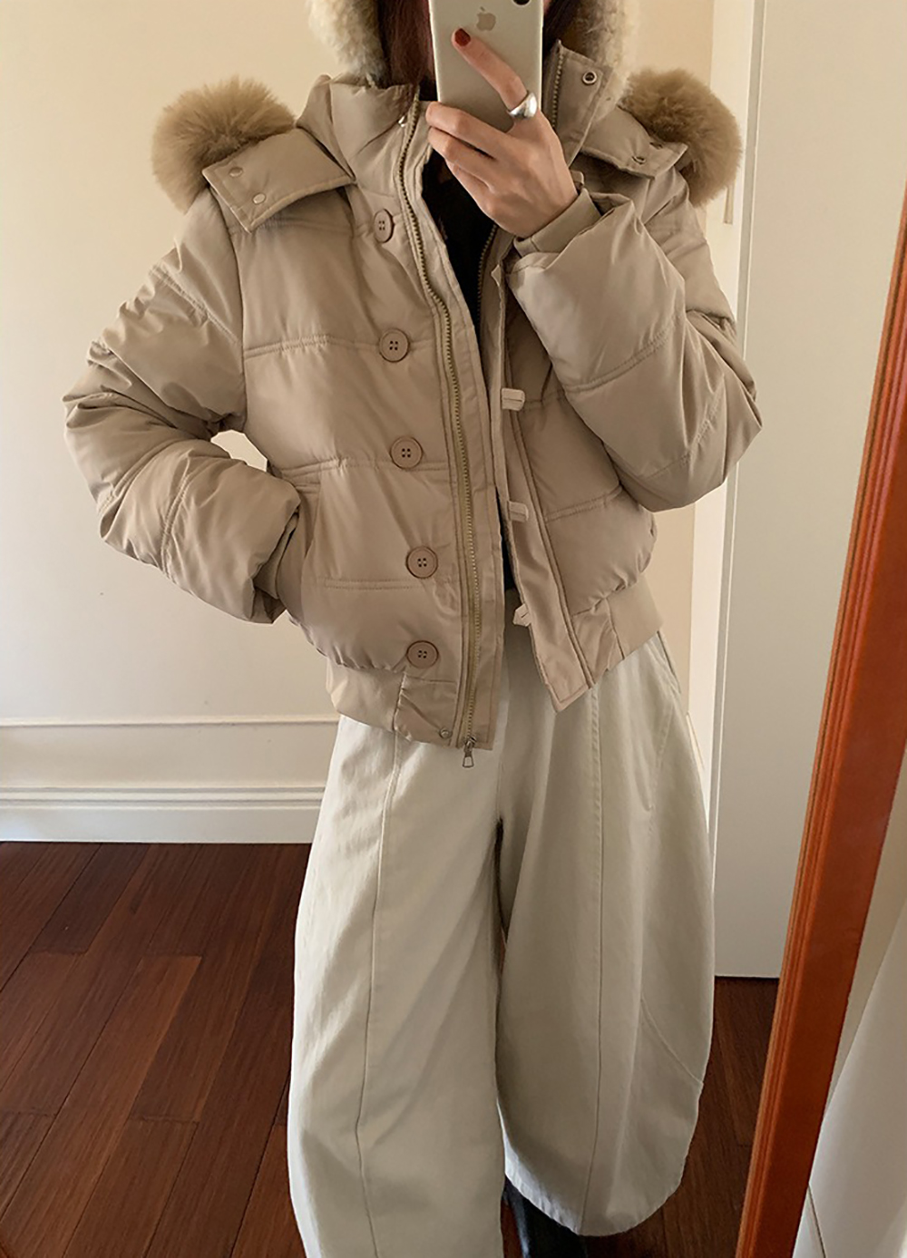 可拆式毛領連帽外套