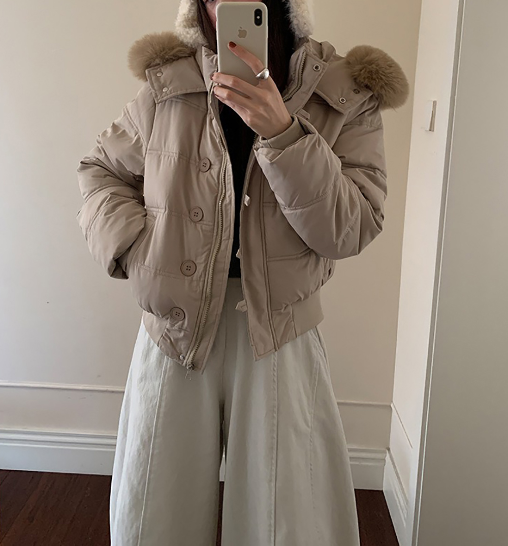 可拆式毛領連帽外套