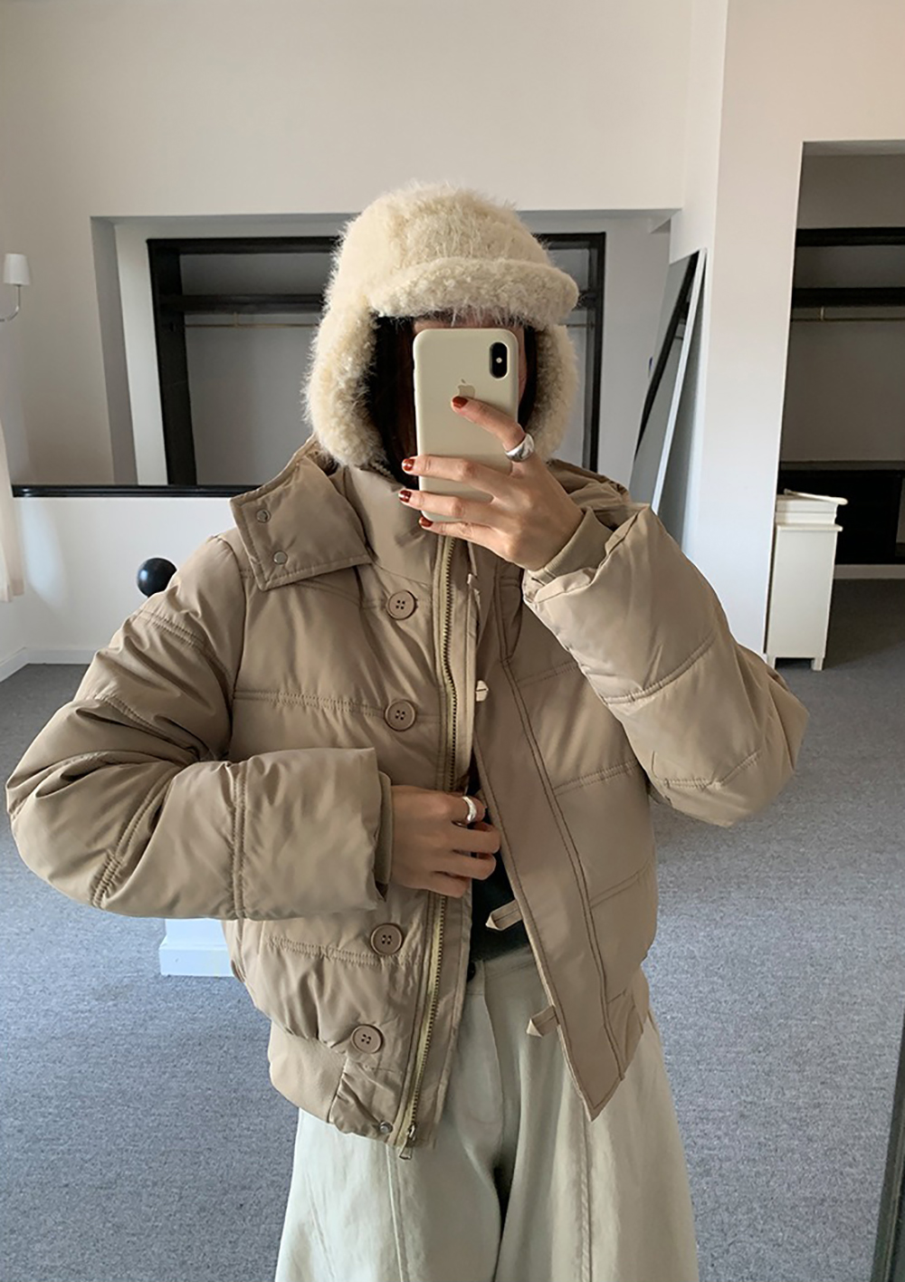 可拆式毛領連帽外套
