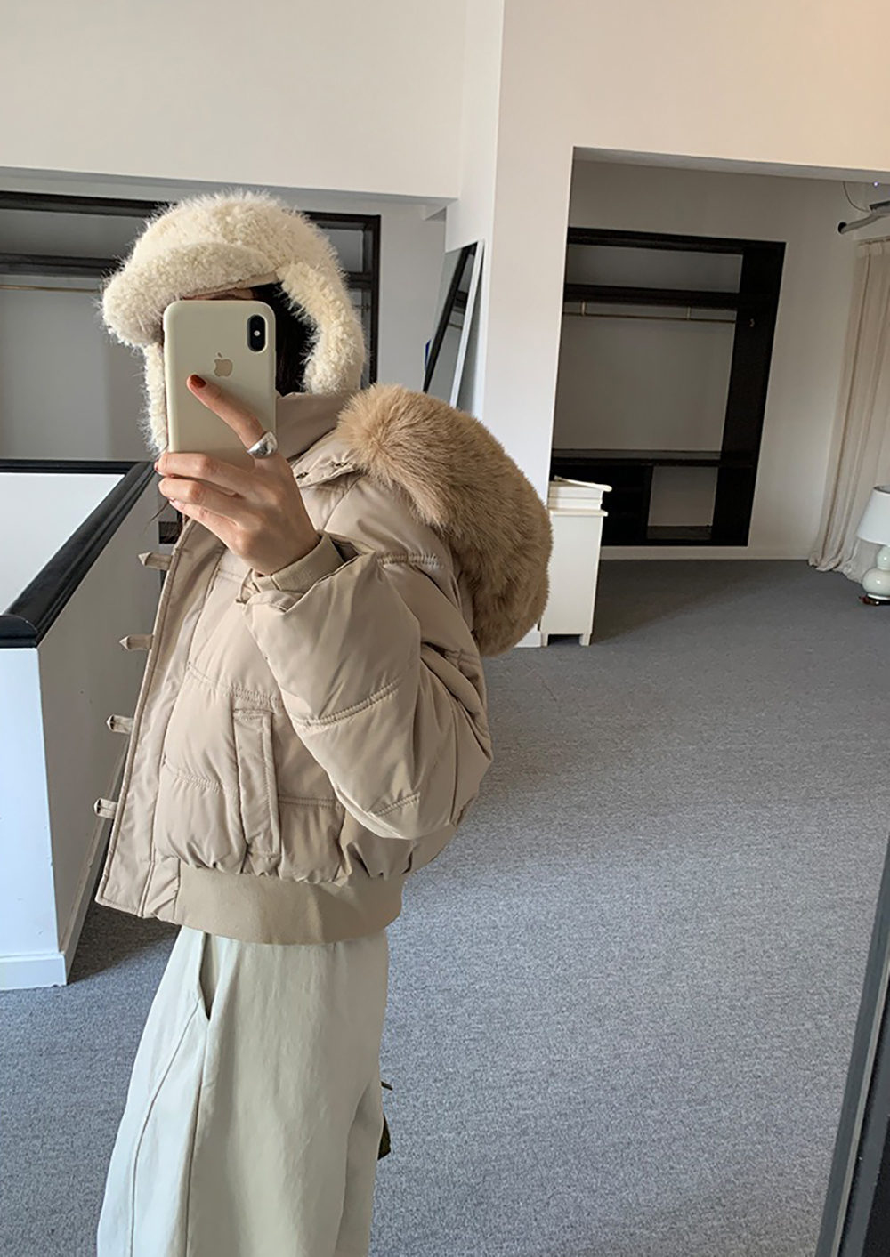 可拆式毛領連帽外套