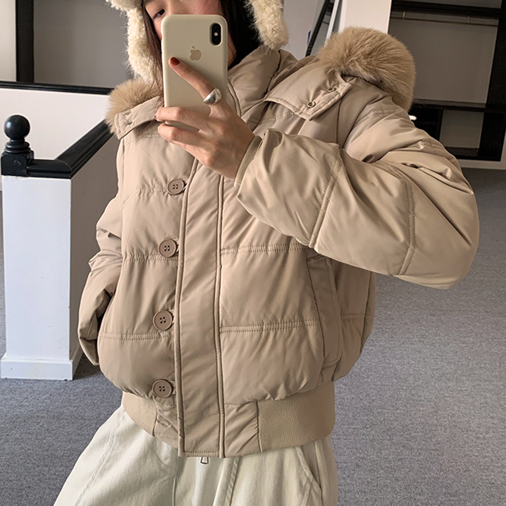 可拆式毛領連帽外套