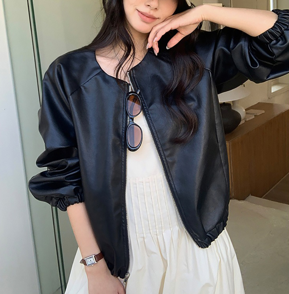 個性質感皮革夾克外套