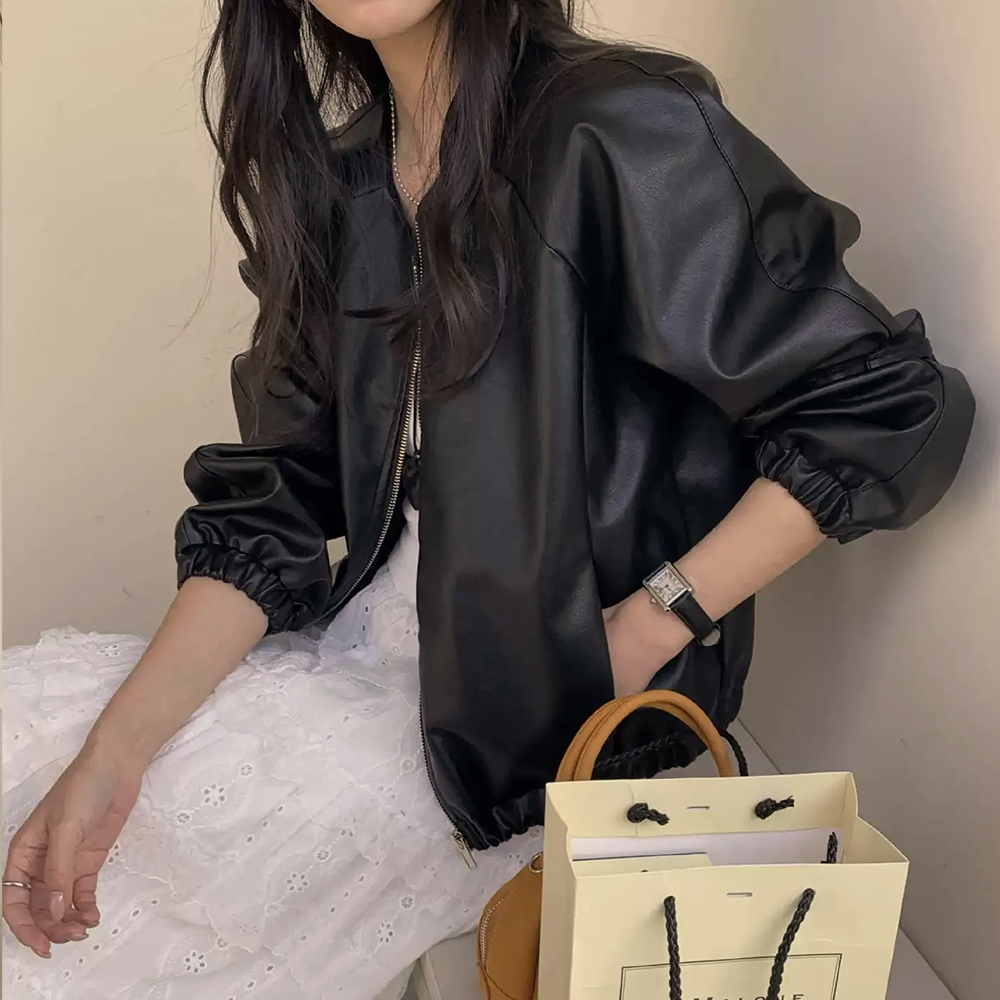 個性質感皮革夾克外套