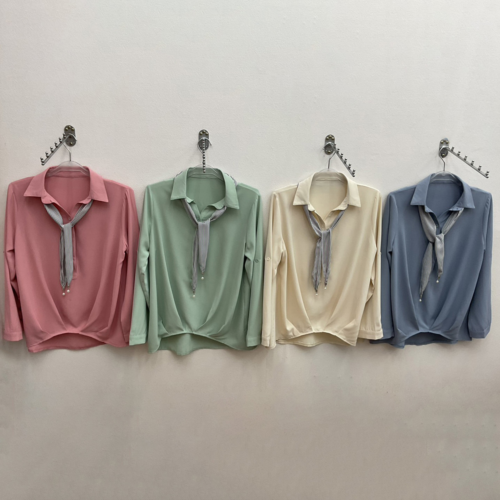 襯衫領條紋領帶上衣