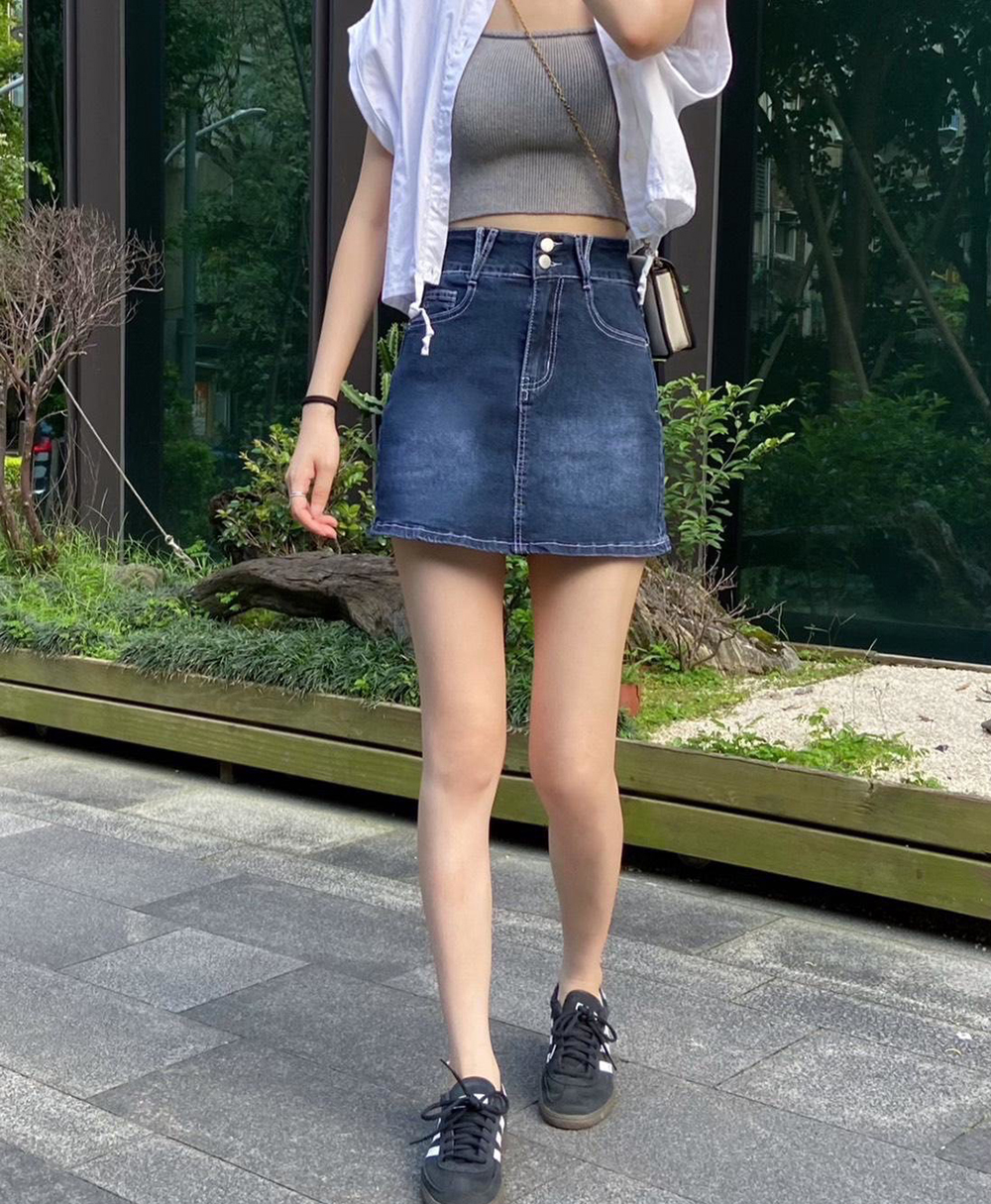 質感刷色微彈牛仔短裙