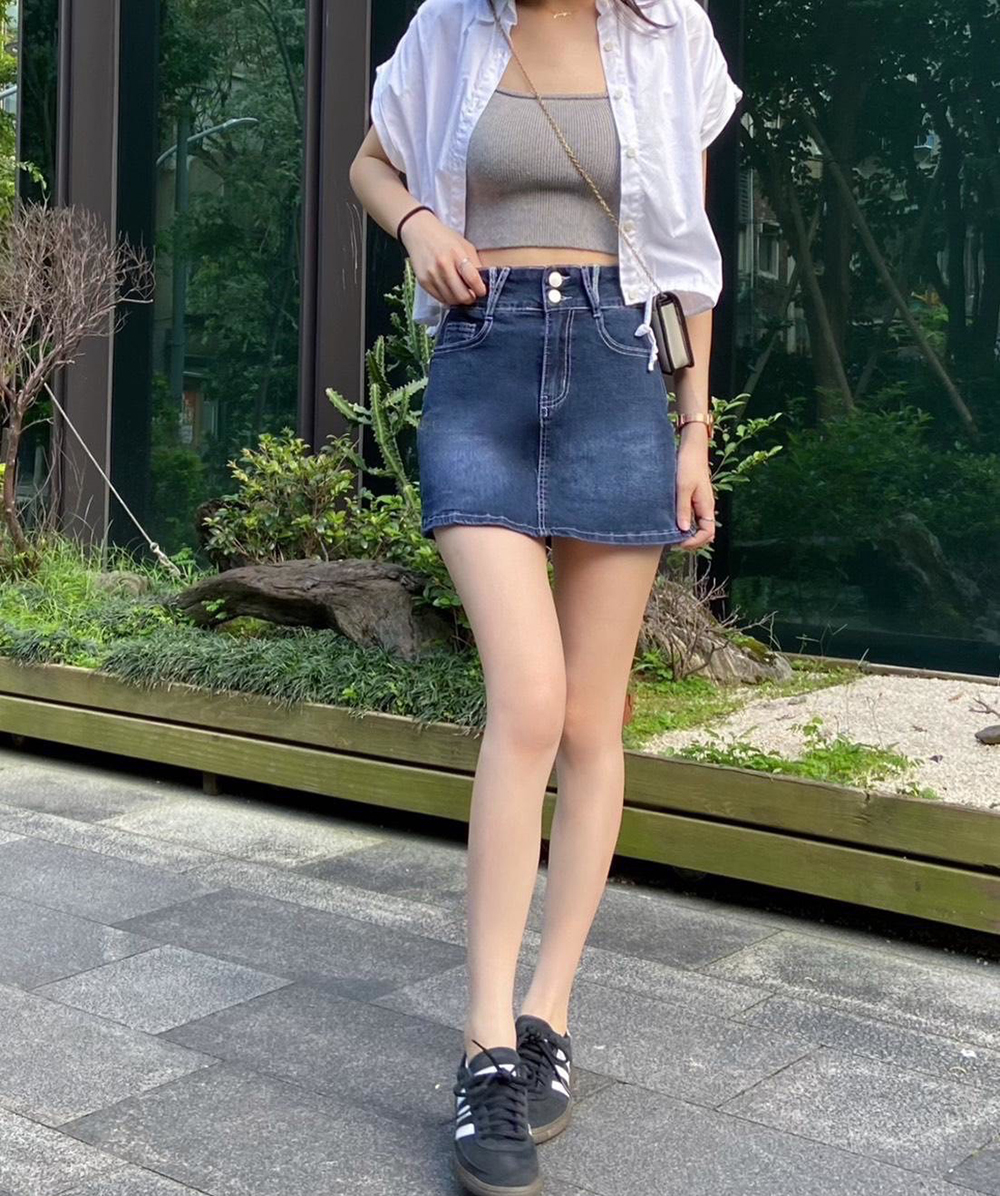 質感刷色微彈牛仔短裙