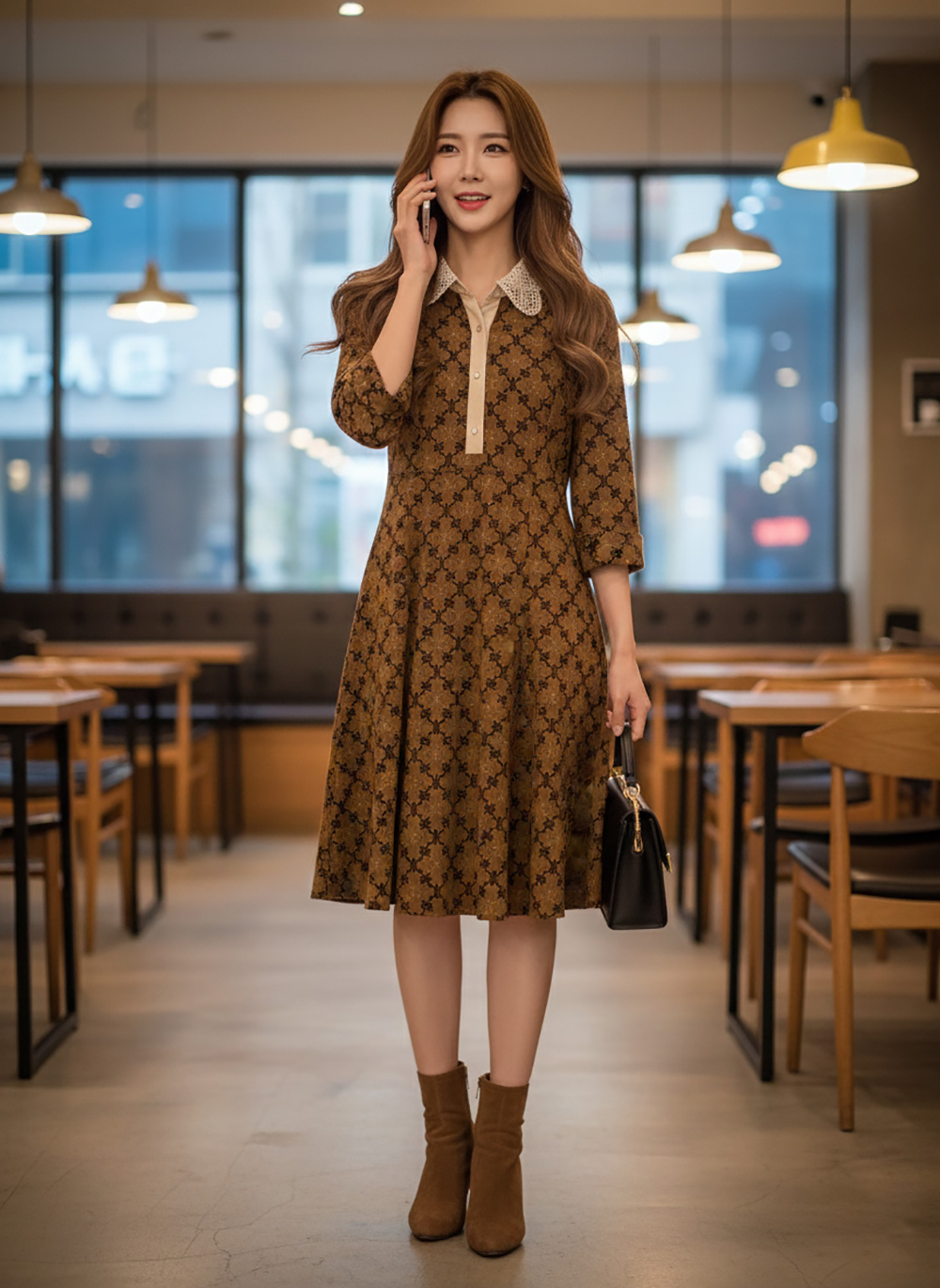 優雅貴氣印花洋裝