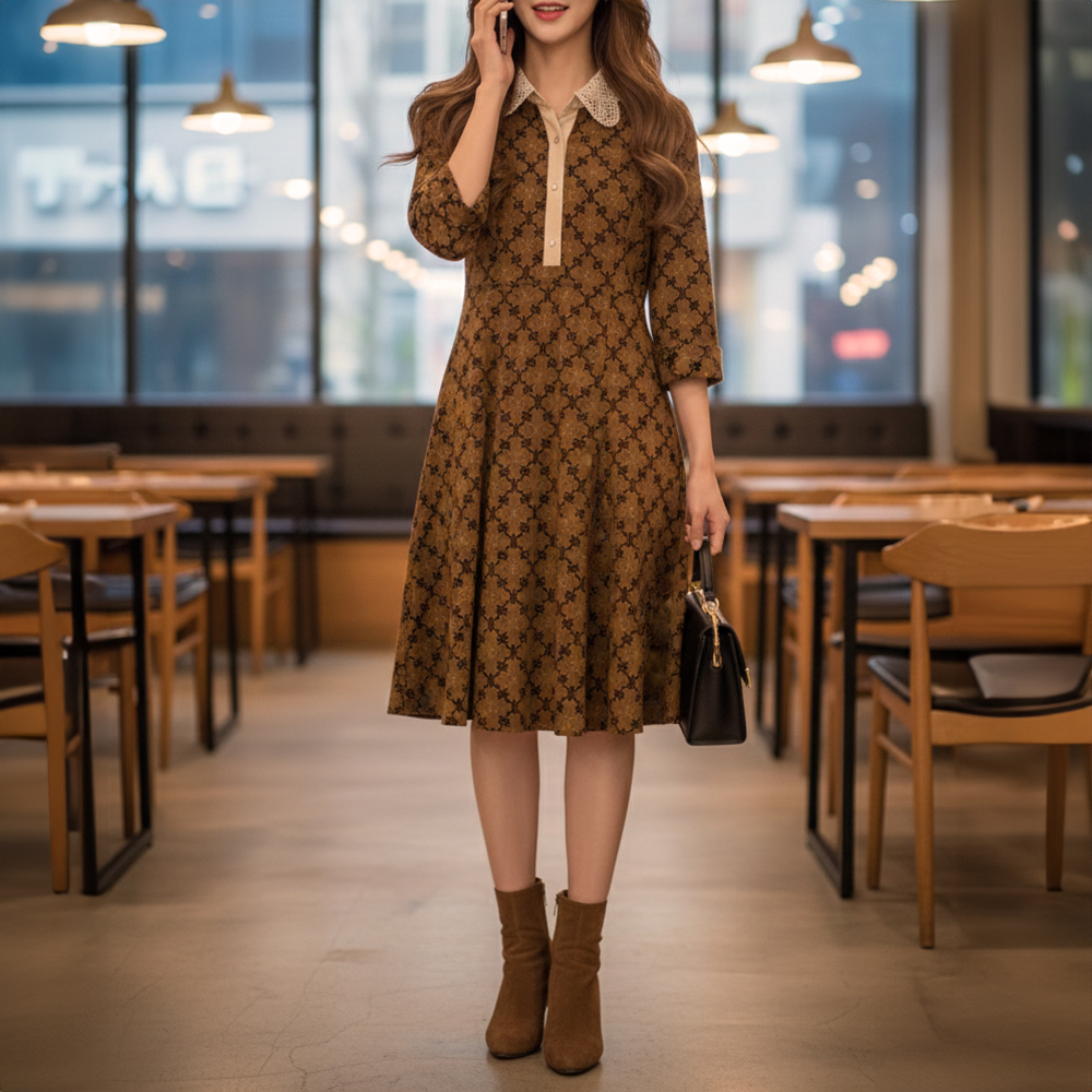 優雅貴氣印花洋裝