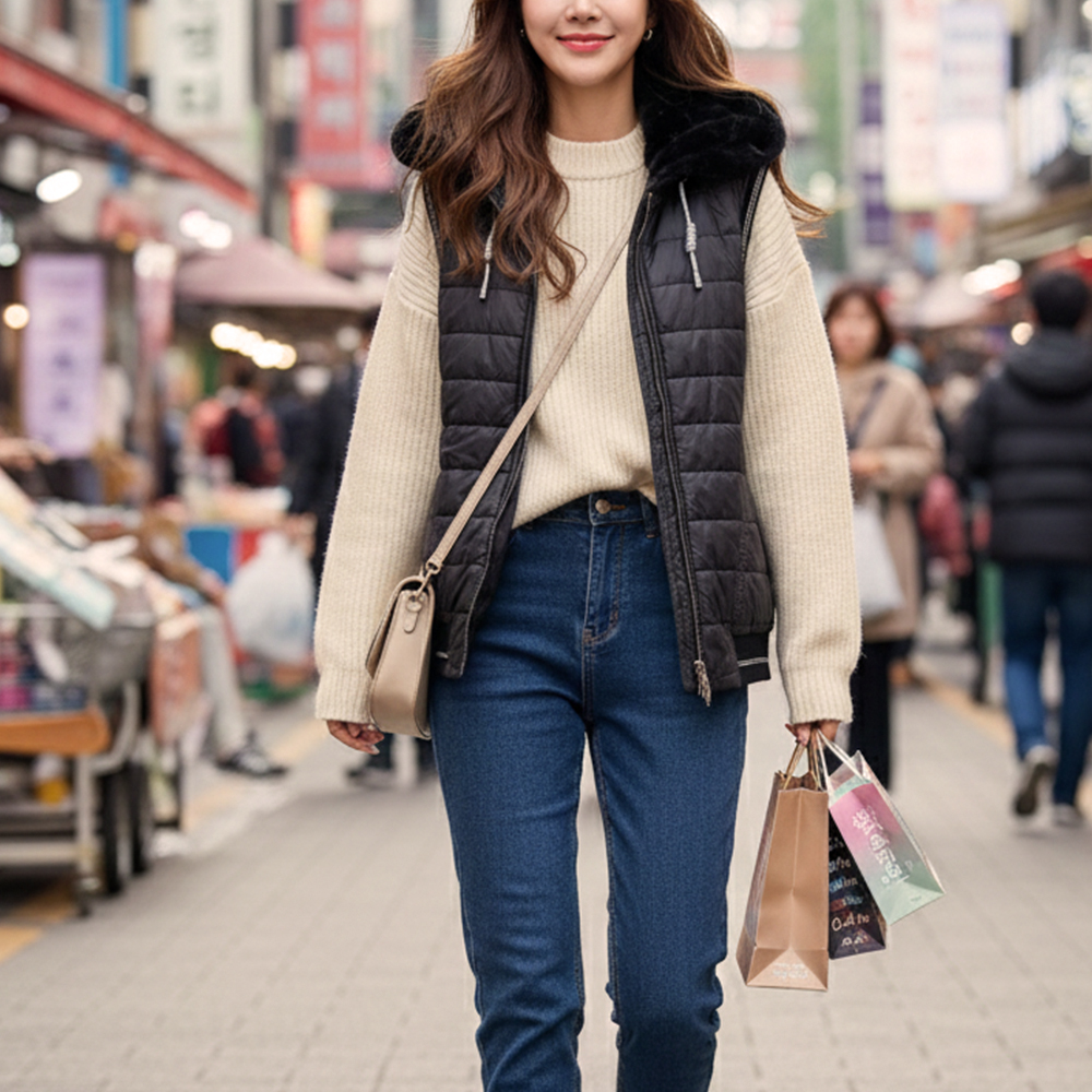 異材質拼接背心外套