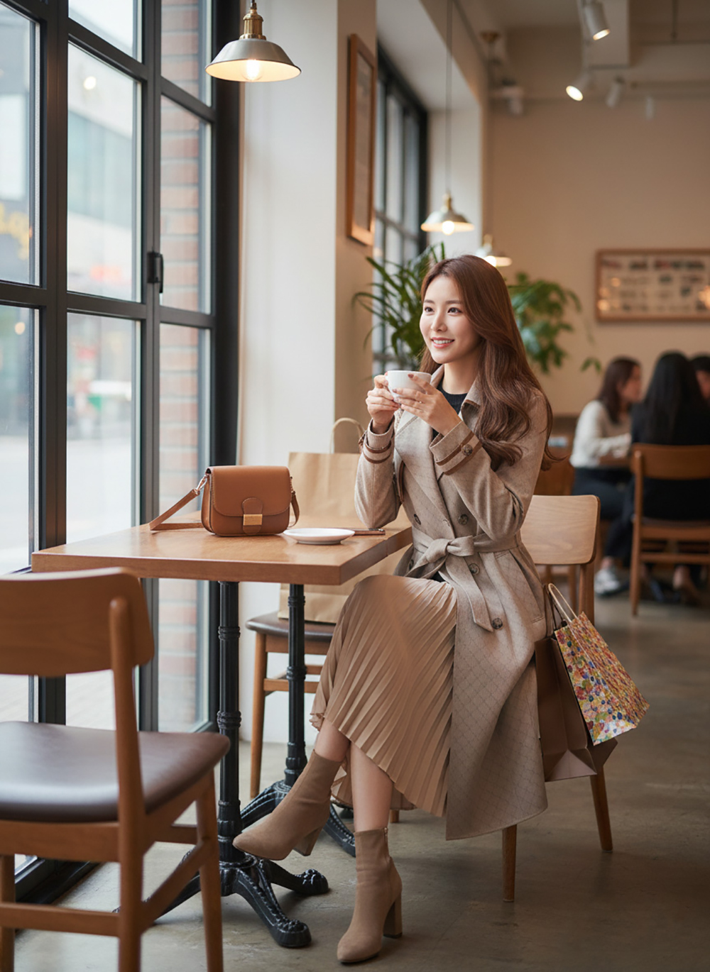 質感印花長版大衣外套