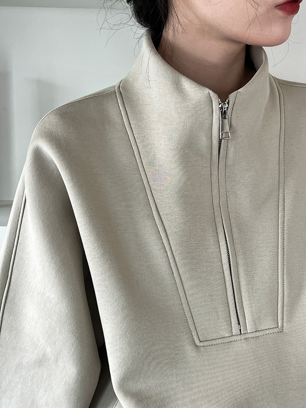 休閒立領半拉鏈上衣