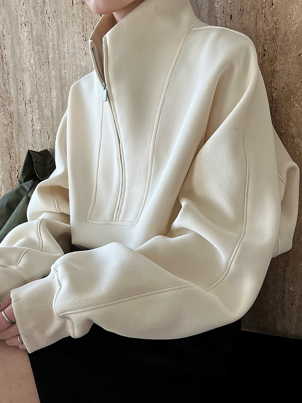 休閒立領半拉鏈上衣