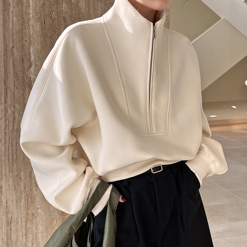 休閒立領半拉鏈上衣