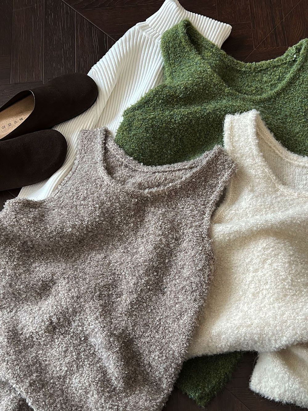 U領羊毛針織背心洋裝