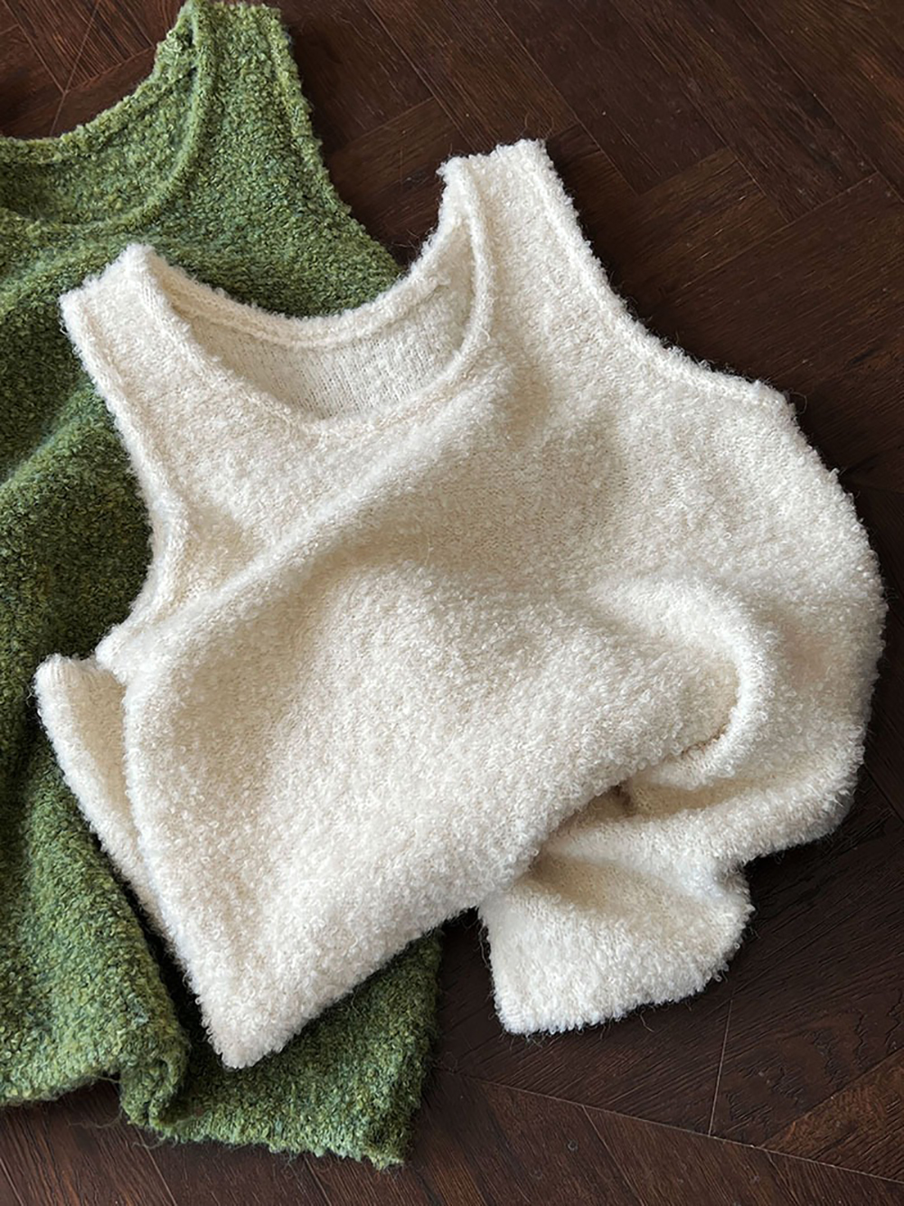 U領羊毛針織背心洋裝