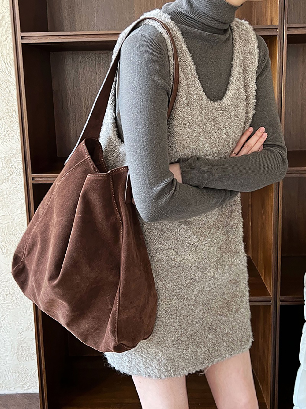 U領羊毛針織背心洋裝