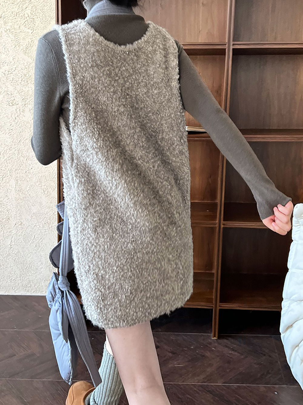 U領羊毛針織背心洋裝