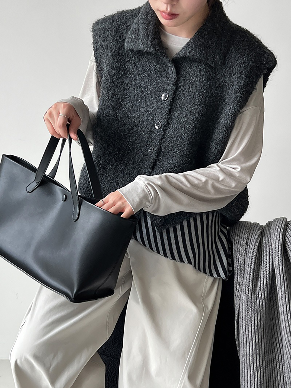 立領羊毛背心針織外套