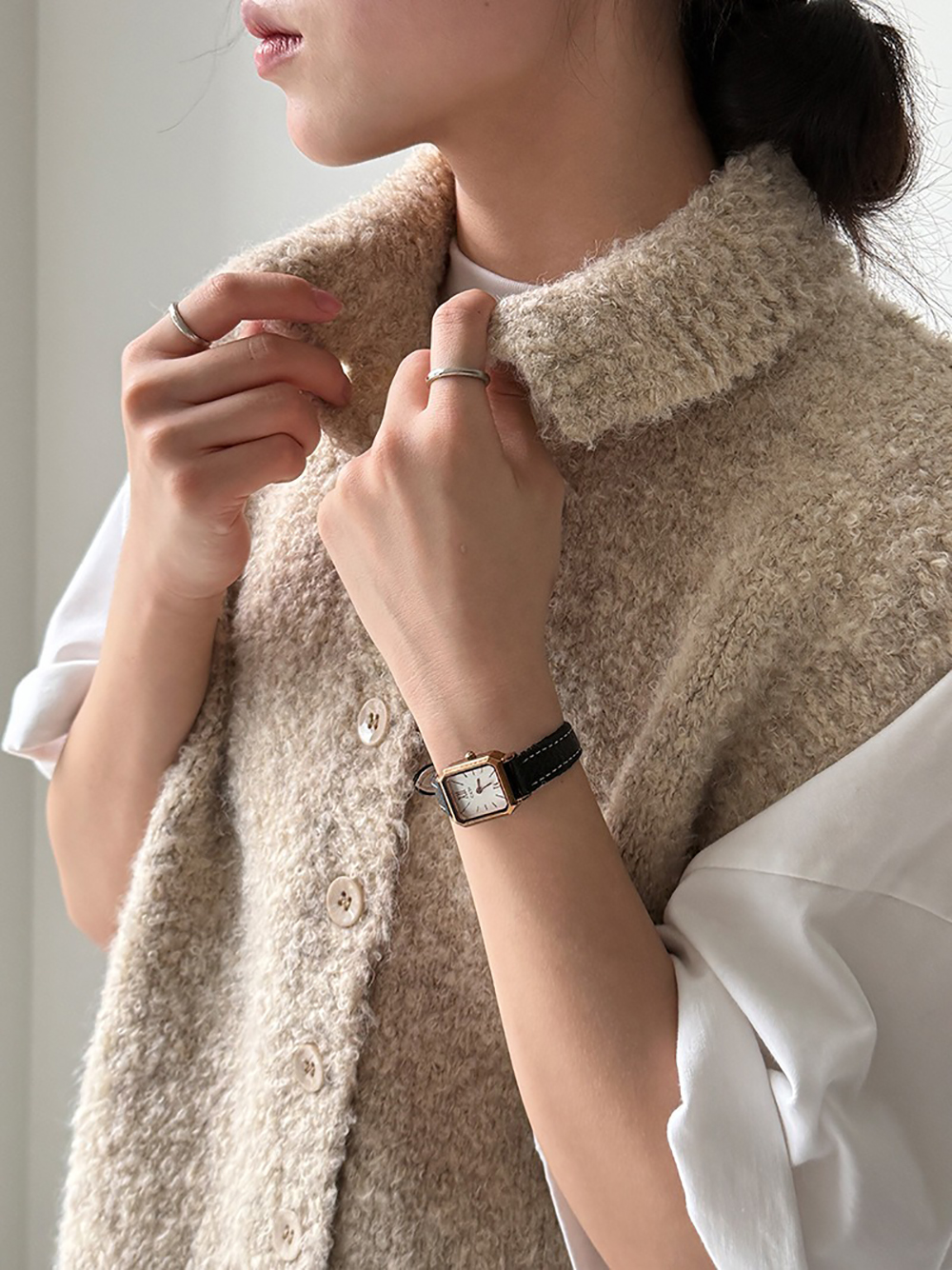 立領羊毛背心針織外套