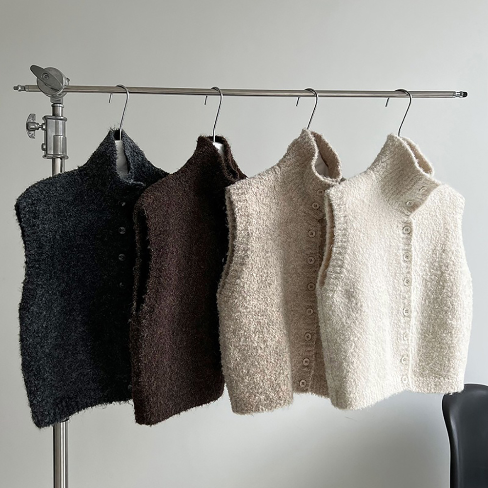 立領羊毛背心針織外套