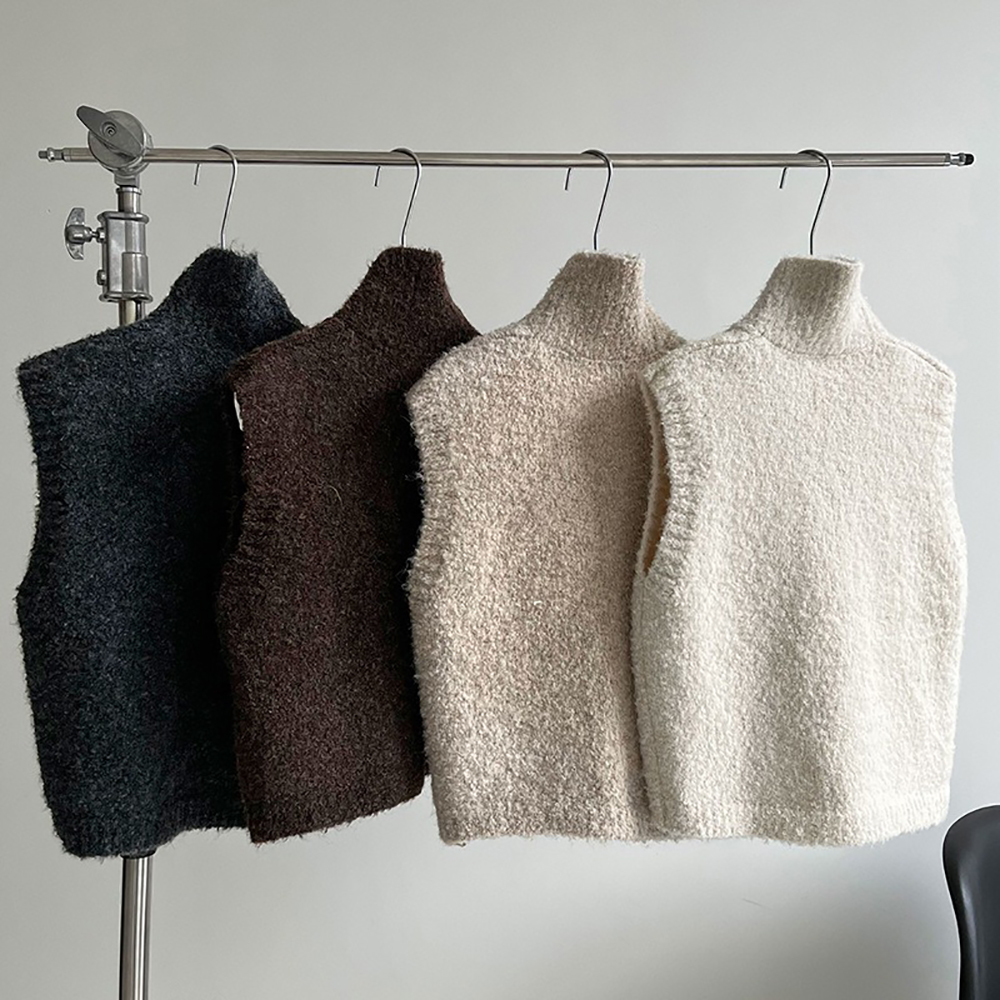 立領羊毛背心針織外套