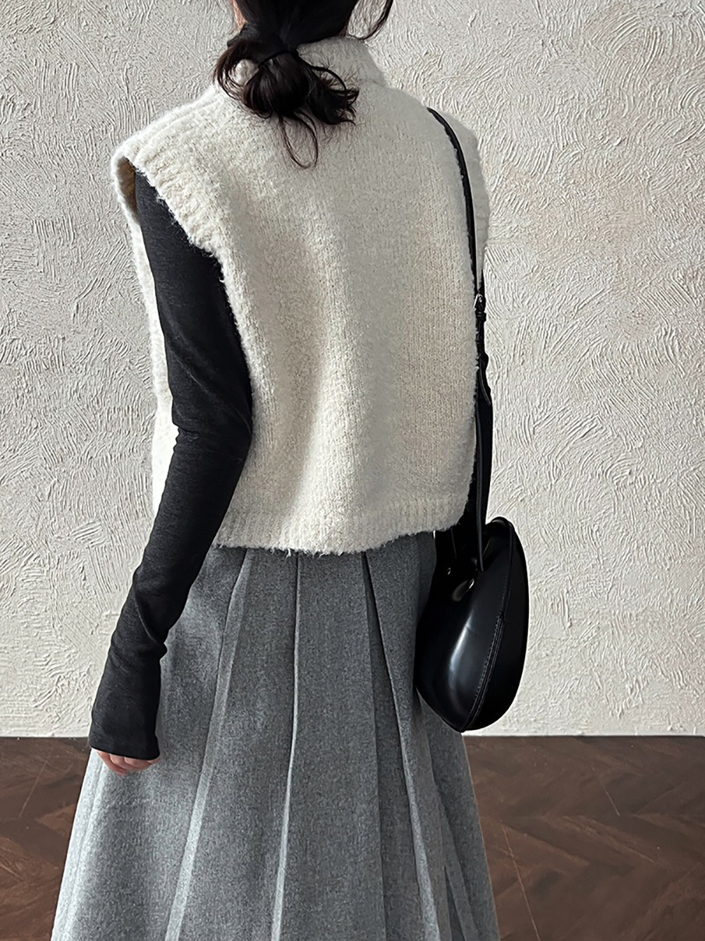 立領羊毛背心針織外套