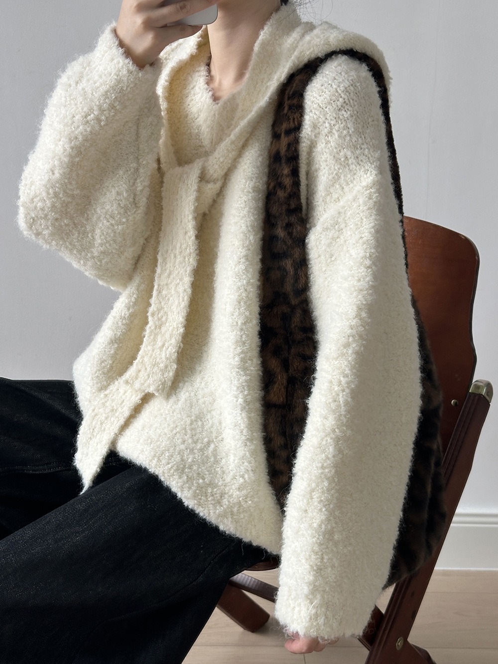 兩件式披肩針織毛衣