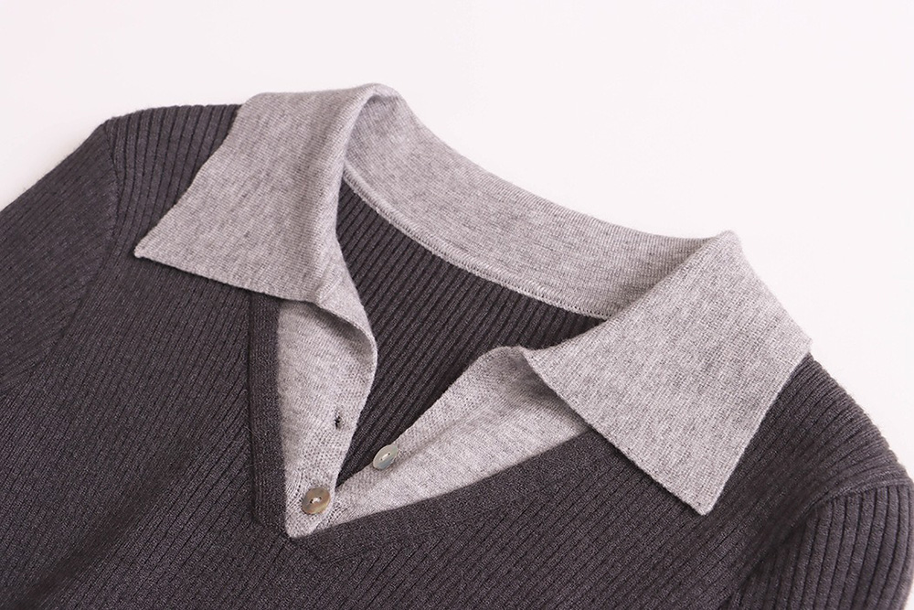 假兩件修身針織上衣