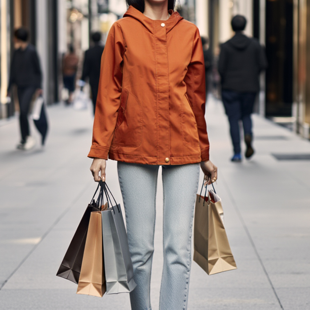 焦糖橘連帽風衣外套