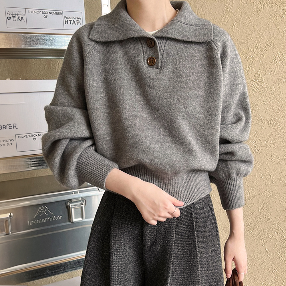 POLO領收腰針織上衣