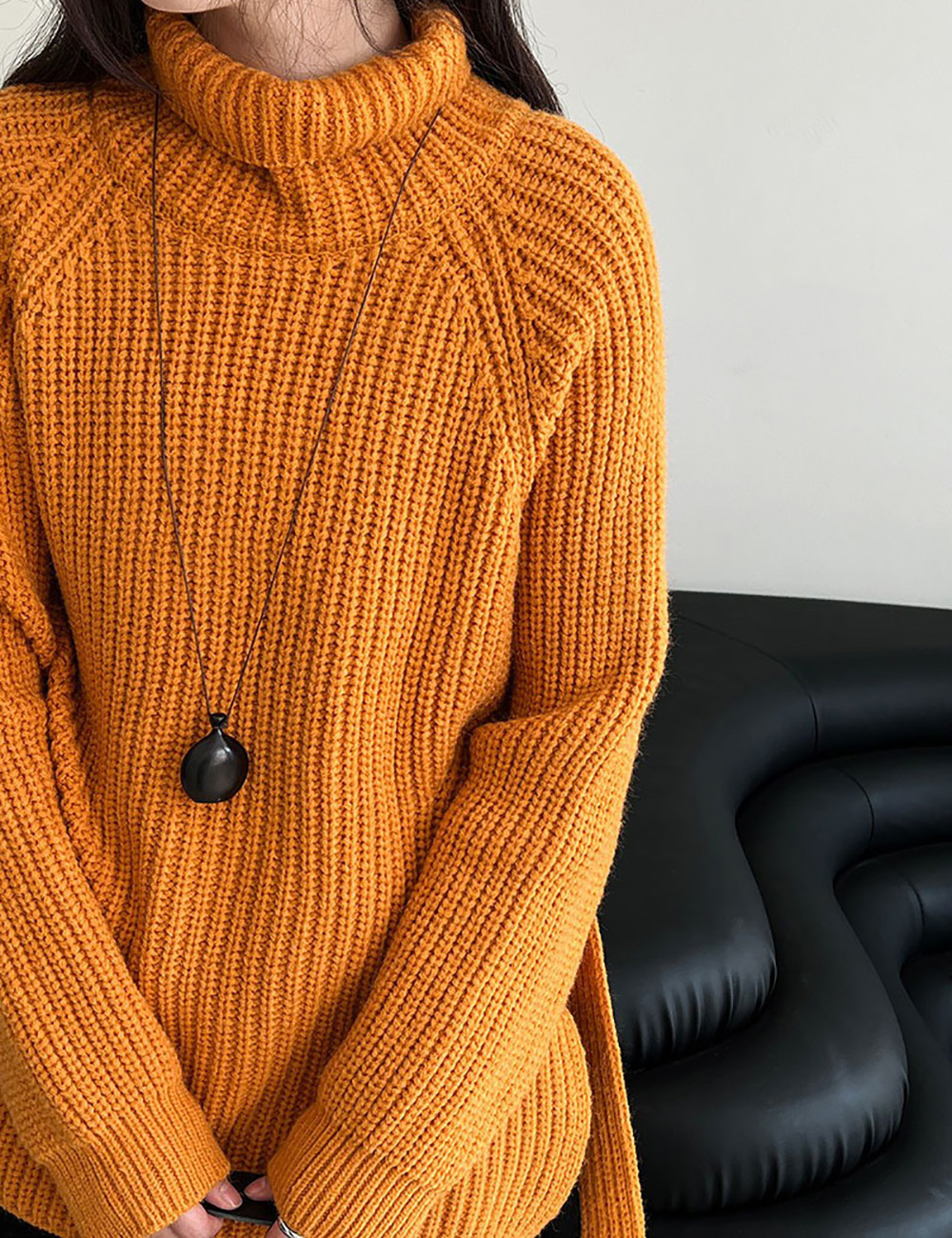 別緻綁帶高領針織毛衣