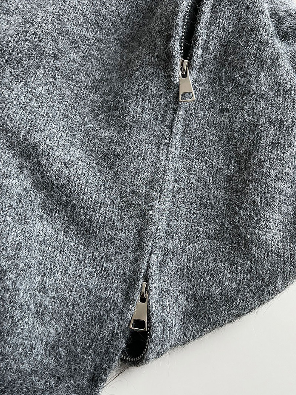 拉鍊針織毛衣短裙套裝