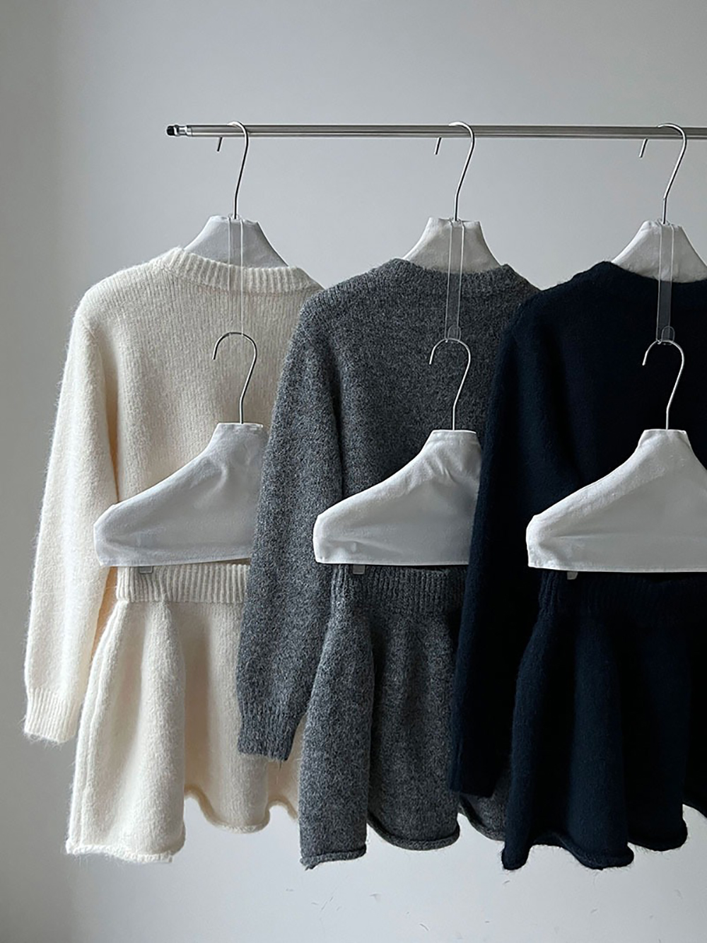 拉鍊針織毛衣短裙套裝