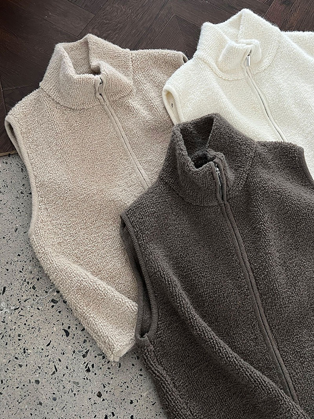 針織羊毛立領背心外套